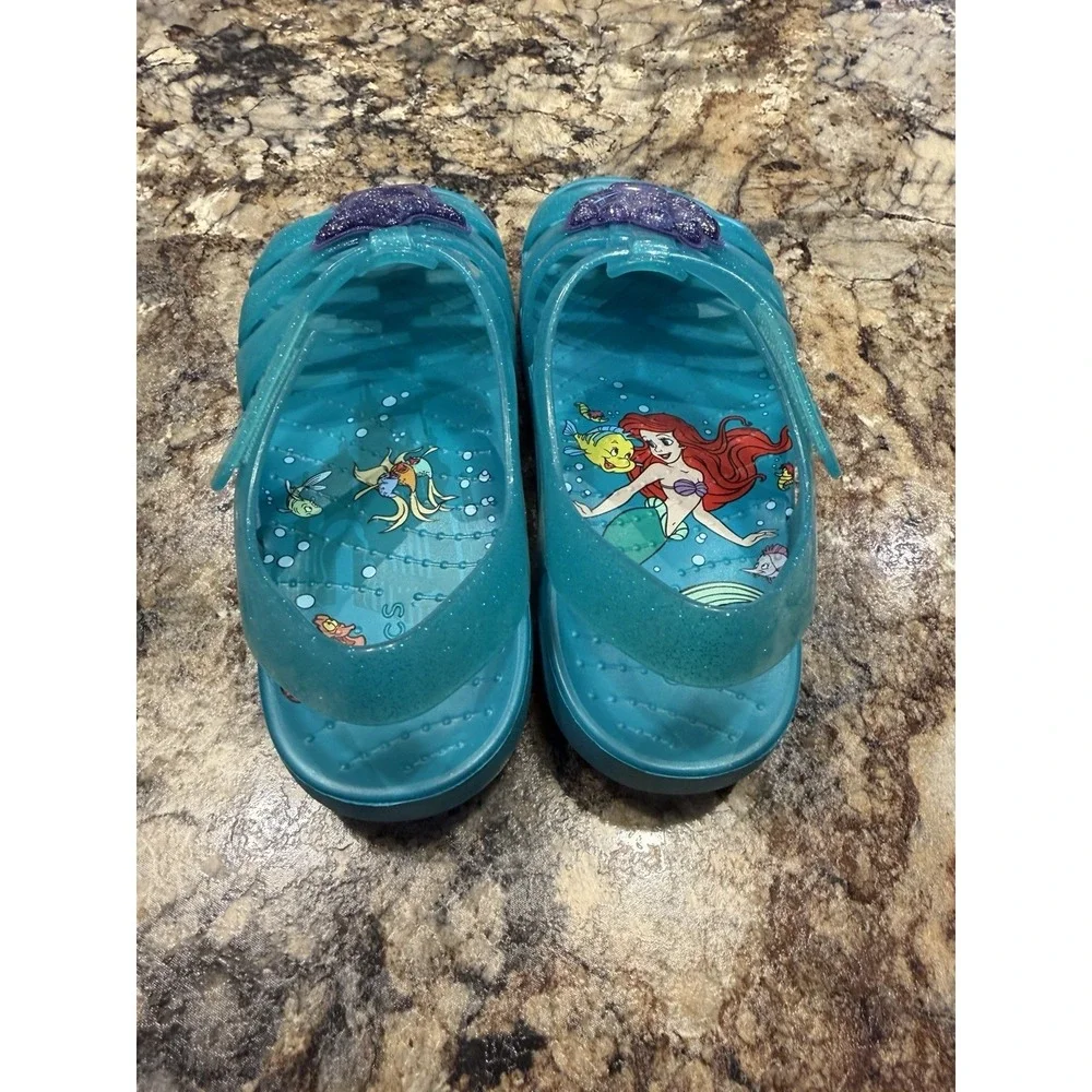 Crocs Kids Disney Princess Ariel Isabella Jelly Sandals Glitter EUC C 12